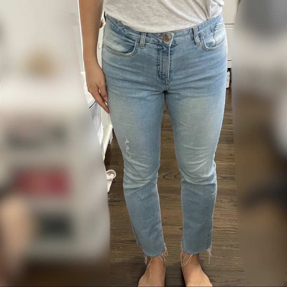 Zara straight leg raw hem jeans